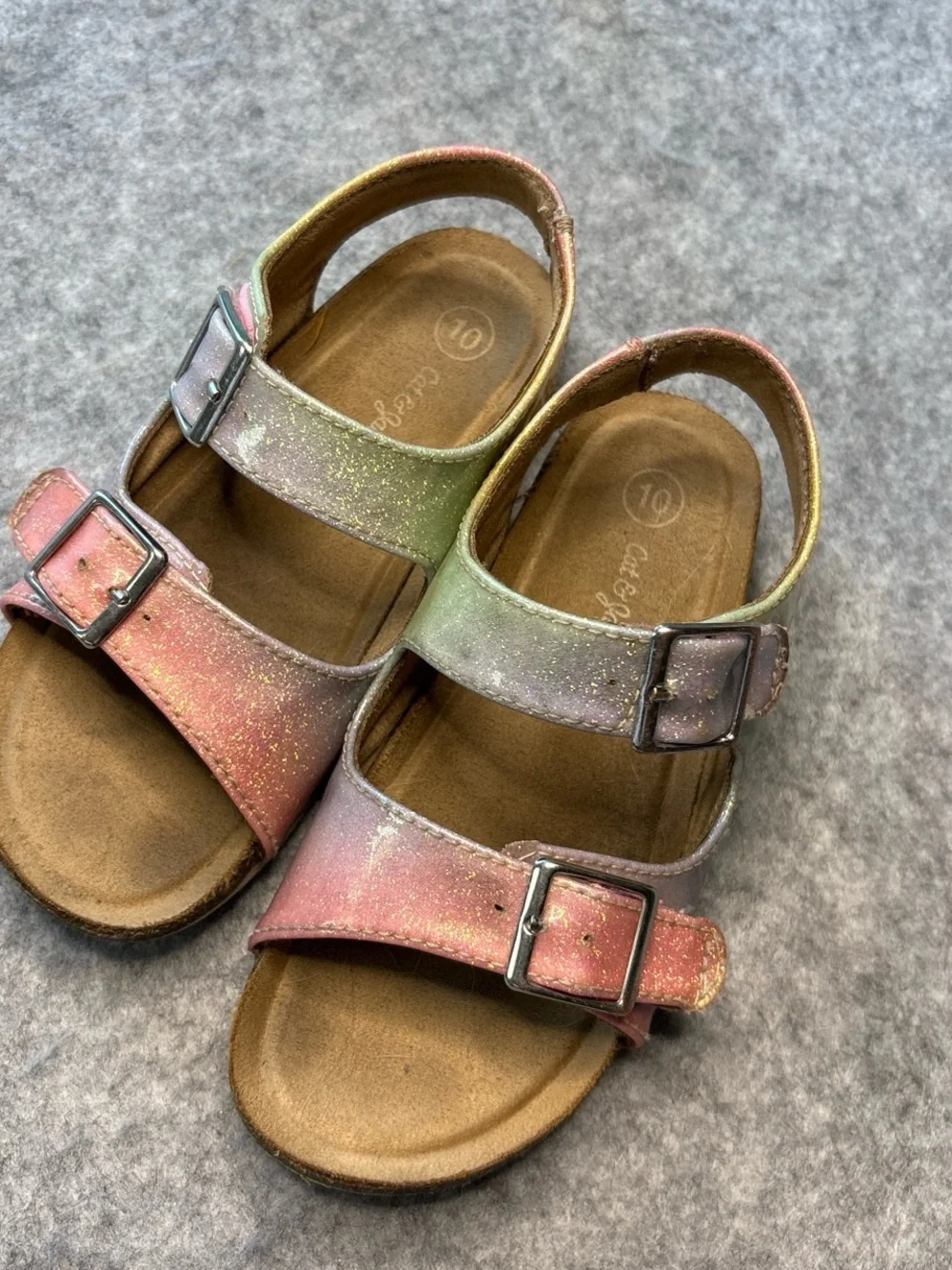 Cat & Jack Pastel Glitter Gradient Kids Sandals - Pink, Green, Purple